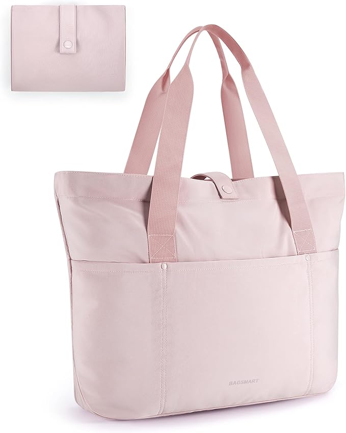 BAGSMART Tote Bag for Women, Foldable Tote Bag With Zipper Travel Large Shoulder Bag Handbag for Work