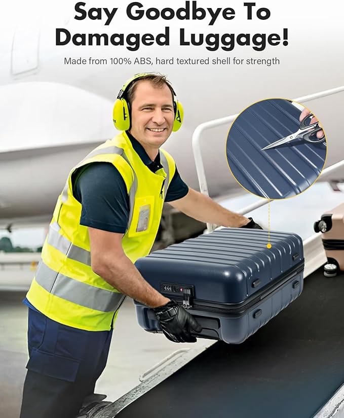 Lekesky 16 Inch Underseat Carry On Luggage Airline Approved, Hard Shell Suitcase with TSA Lock, Lightweight Spinner Wheels Durable ABS Compact Carry-On for Travel Weekend Trips Men Women, Blue