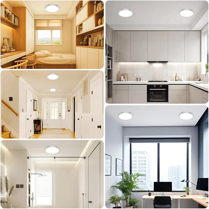 libtit 15inch LED Flush Mount Ceiling Light, Dimmable & 5Color Temperatures (3000K-6500K), 30W Round Slim Brushed Nickel Light Fixture for Bedroom Livingroom Garage Kitchen