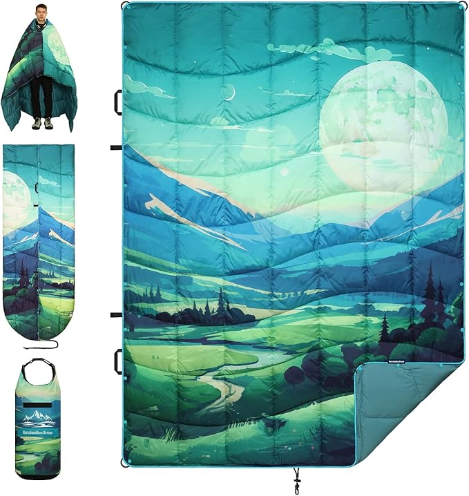 Camping Blanket, Puffy Blankets Lightweight Windproof Resistant for Outdoors,Hiking, Backpacking,Car,Picnic,Stadium