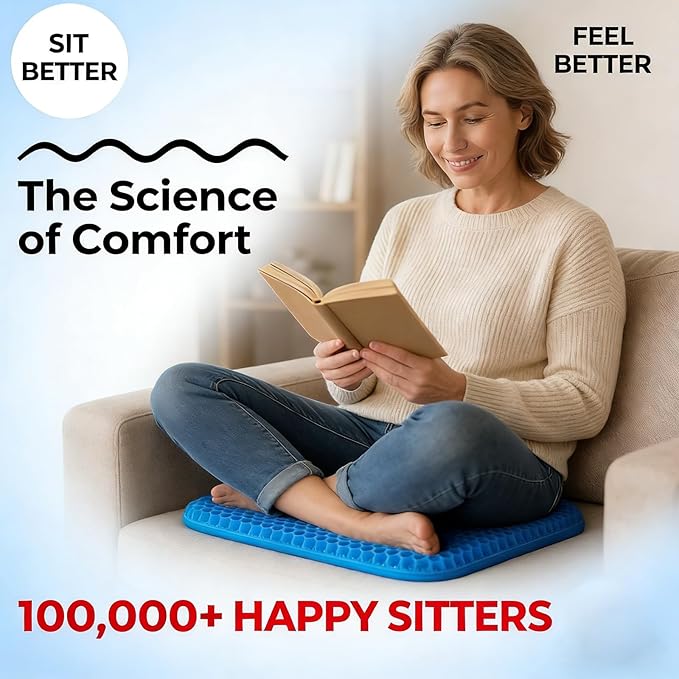 Gel Seat Cushion, Cushion, Gel Seat Cushion for Long Sitting, Breathable Honeycomb Design Absorbs Pressure Points Chair Pad, for Office Chair, Wheelchair, Car & Truck (42 * 36 * 4.5cm)