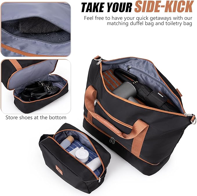 KUNEL Expandable 5 Piece Luggage Sets with Detachable Spinner Wheels and TSA Lock, Unisex Hardside ABS Suitcase Set, Hardshell Lightweight Waterproof Travel Hard Case Suitcases with Wheels, Black