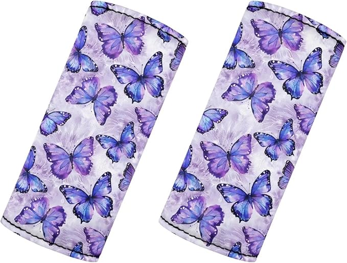 BIGCARJOB Butterfly Theme Luggage Tags for Suitcases,Set of 2 Pcs Luggage Handle Cover Suitcase Tags Identifiers Luggage Handle Wrap Luggage Tag Identifiers Marker Travel Accessories