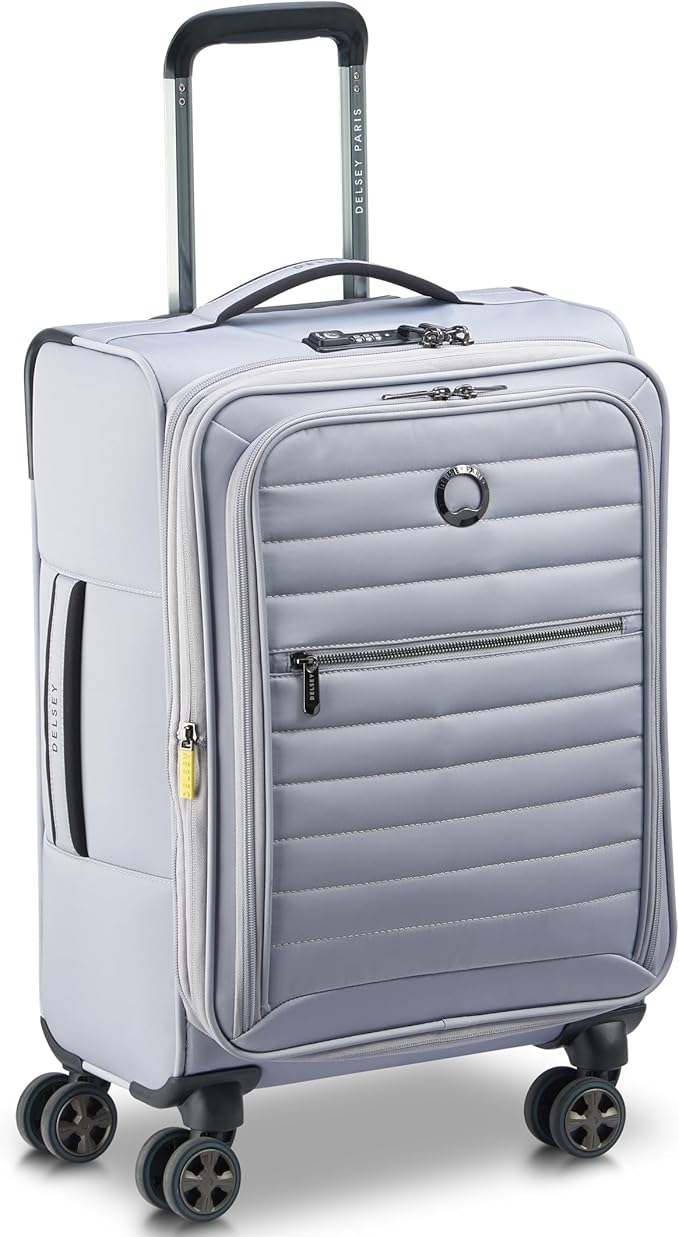 DELSEY PARIS Cruise 3.0 Softside Expandable Luggage with Spinner Wheels, Platinum, Carry On 20 Inch