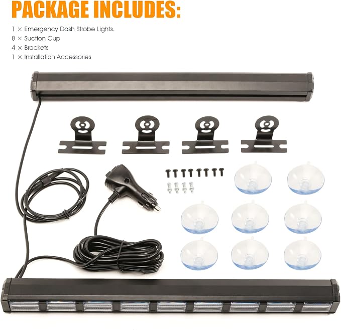 [Upgraded] Purple/Amber Funeral Escort Emergency Strobe Light Bar Switchable 4 Colors LED Windshield 2 in 1 Visor Safety Warning Flashing Lights for Funeral Escort Trucks/Vehicles/Car
