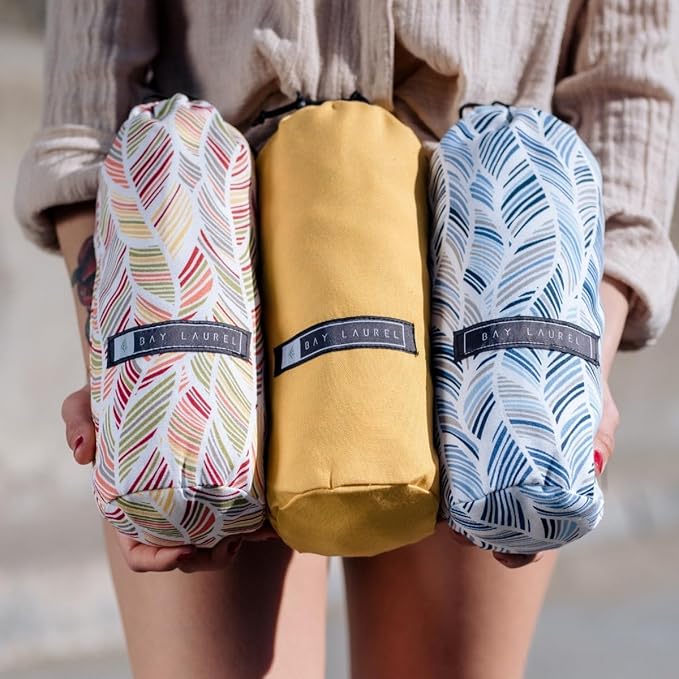 BAY LAUREL Turkish Beach Towel with Travel Bag 39 x 71 Quick Dry Sand Free Lightweight Large Oversized Towels Light - (Aqua with Blue Floral Bag)