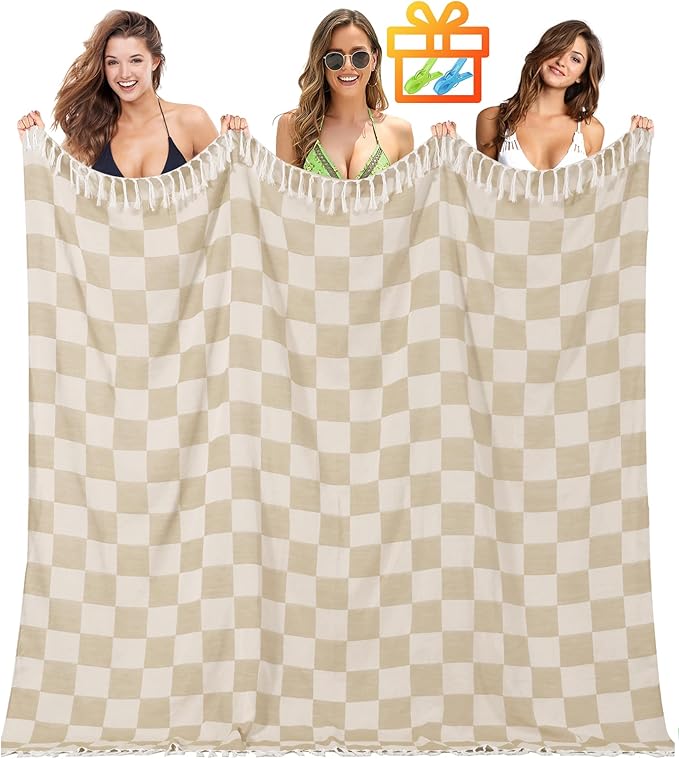 Antfuny Giant Beach Towel Blanket Autumn Outing Stuff for Women & Men Road Trip Camping Gear Ship Cruise Gear Must Haves Extra Large XXL Beige Plain PatternAirplane Accessories Travel Gadgets