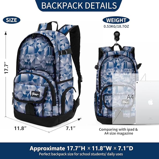 rickyh style School Backpack Travel Bag for Men & Women Lightweight College Back Pack with Laptop Compartmen