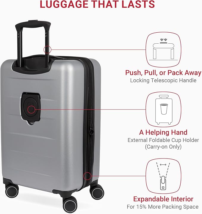 SwissGear 8020 Eclipse Collection Hardside Expandable Luggage – Ultimate Grey
