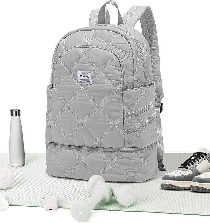 Gym Backpack for Women Men, Lightweight Gym Bag with Shoe Compartment, Water Resistant Sports Backpack with Wet Pocket, Large Capacity Cheer Backpacks for Girls, Grey