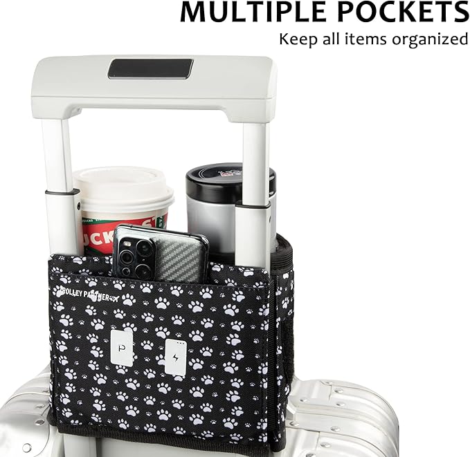 riemot Luggage Travel Cup Holder Free Hand Drink Caddy - Hold Two Coffee Mugs - Fits Roll on Most Suitcase Handles - Gifts for Flight Attendants &Frequent Travelers Accessories Cat Paw