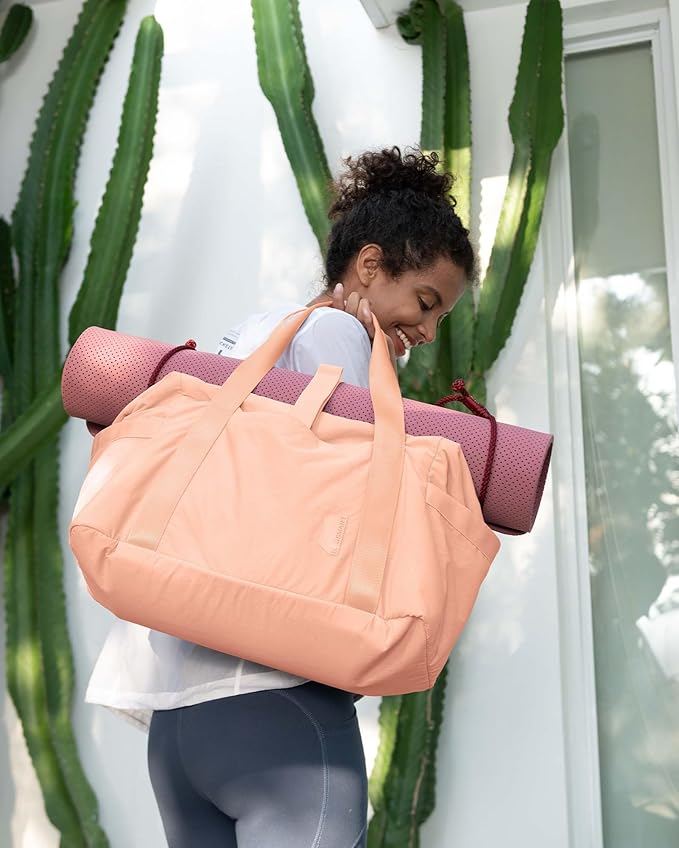 BAGSMART BAGSMART Gym Bag for Women, Carry on Weekender Overnight Bag, Travel Duffel Bags with Trolley Sleeve, Personal Item Travel Bag Tote Bag Workout Dance Bag(Orange,Medium)