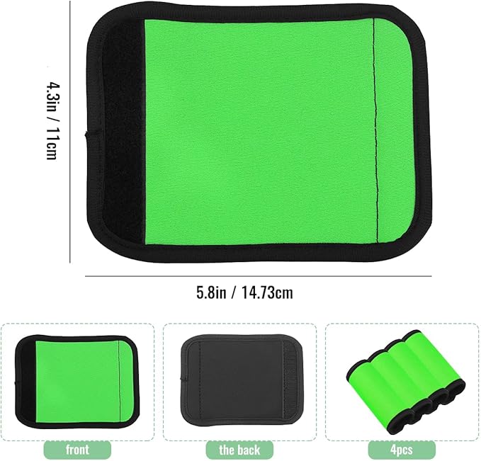 4 Pcs Neoprene Luggage Handle Wrap for Suitcase Luggage Tags Identifiers Bulk Luggage Handle Wrap Luggage Tag Wraps Travel Accessories (Green)