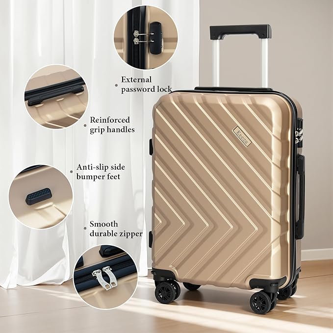 Luggage Sets 5 Piece,Suitcases with Wheels, Hard Case Luggage with Detachable Spinner Wheels,Carry On Luggage Set (5 Piece Sets (20"/24"/28"/DB/TB))