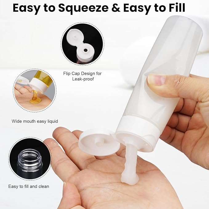 Travel Bottles for Toiletries 9 PCS 3.4oz TSA Approved Travel Size Containers Leak Proof Plastic Squeeze Bottle Small Cream Jars & Refillable Spray Bottle for Shampoo Conditioner Toner(Clear)