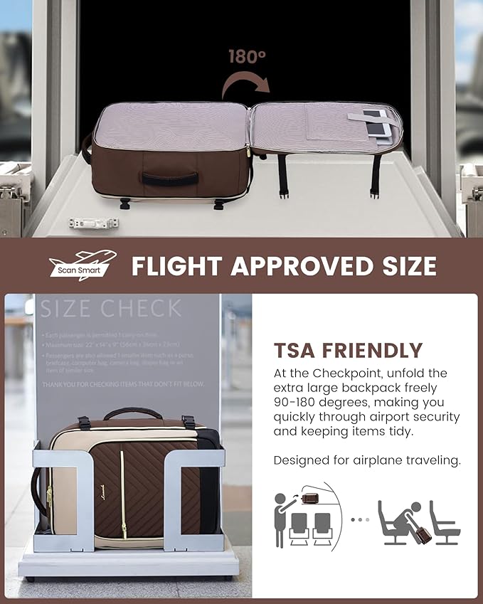 LOVEVOOK Large Travel Backpack for Women, TSA Carry on Backpack for Airplanes, 40L Personal Item Travel Bag for Women fits 17" Laptop,Waterproof Carry on Bag Airplane Approved with 3 Packing Cubes