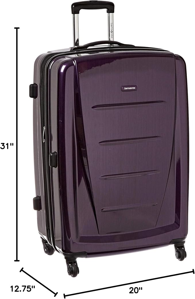 Samsonite Winfield 2 Hardside Expandable Luggage with Spinner Wheels, Purple, Checked-Large 28-Inch