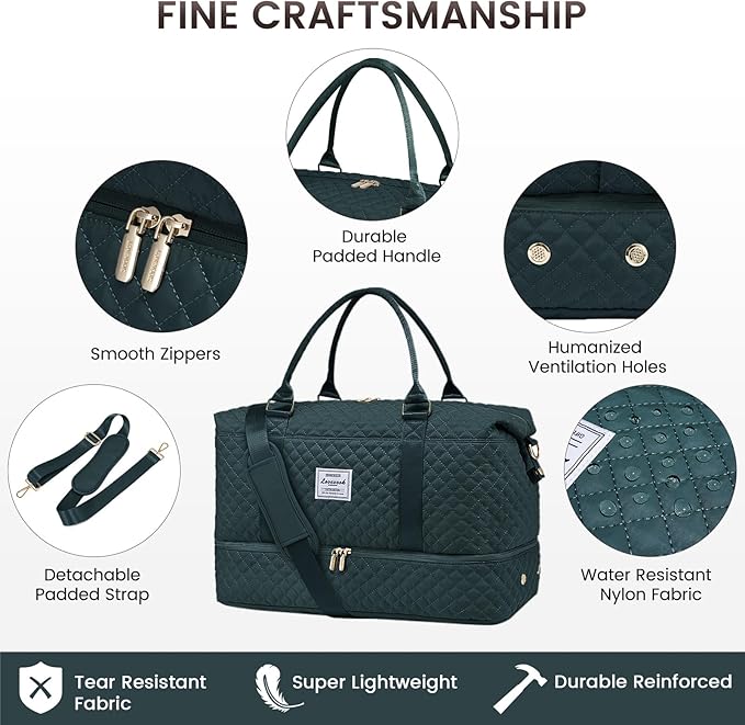 LOVEVOOK Travel Duffle Bag,Weekender Bags for Women with Shoe Compartment，Carry on Overnight Bag with Toiletry Bag,Gym Duffel Bag with Wet Pocket, Hospital Bags for Labor and Delivery