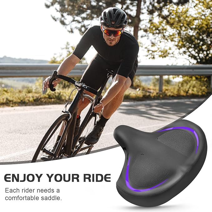 Bicycle Seat, Bike Seat for Women Men Extra Comfort Wide, Oversized Comfortable Seats Saddle for Peloton Bikes, Fit for Exercise Bikes, Electric Bikes, Mountain Bikes, Cruiser Bikes