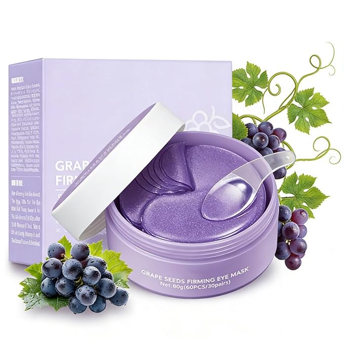 Eakroo Grape Eye Masks - 60 PCS Under Eye Patches for Puffy Eyes and Dark Circles Treatments - Hydrating Eye Mask Skincare, Eye Gel Pads for Eye, Reduce Wrinkles and Fine Lines, Improve Eye Skin