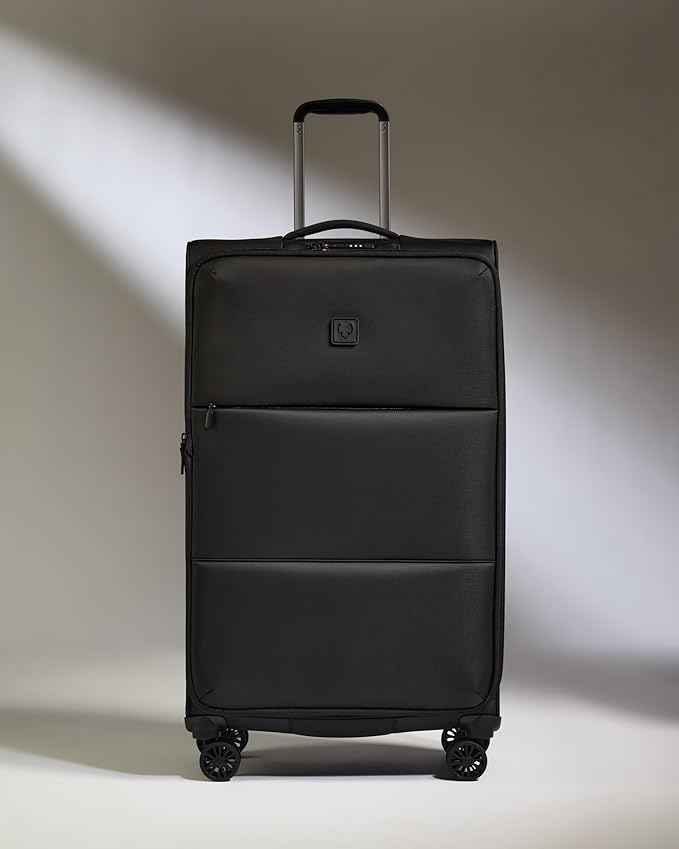 ANTLER - Soft Stripe Large Luggage - 31" Softside Suitcase, Durable, Lightweight & Expandable, 4 Spinner Wheels - Adjustable Handle, TSA Lock, Black