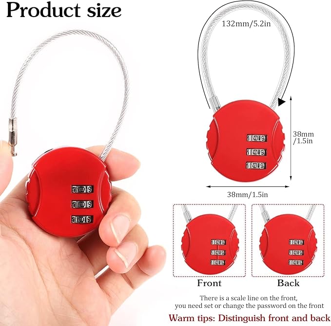 4 Pack Combination Padlock 3 Digit Luggage Lock Suitcase Lock, Outdoor Combination Lock Waterproof Small Lock for School, Gym Locker, Travel Bag (Multicolor)