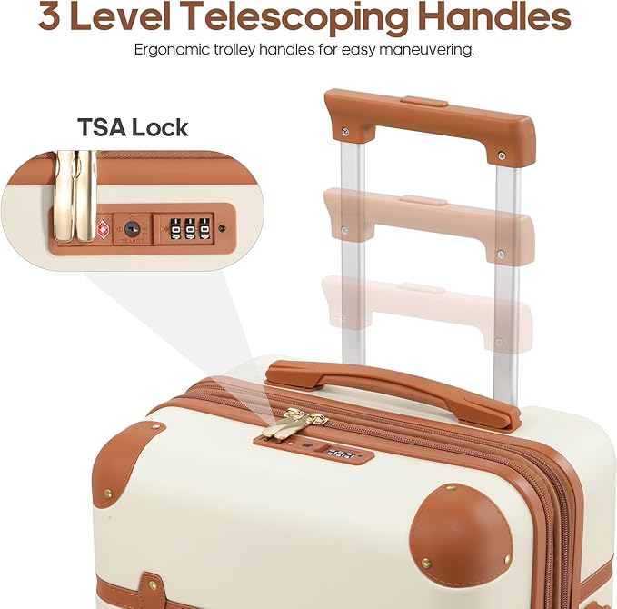 Luggage Sets 3 Piece, Expandable 100% PC Hardshell Suitcase with Spinner Wheels, 20in Suitcase Set with TSA Lock for Women, Carry On Luggage with Travel Backpack