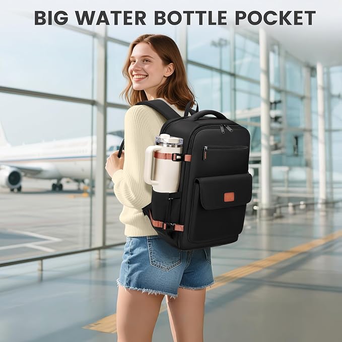 MATEIN Airlines Personal Item Bag for Frontier, 18x14x8 in Underseat Travel Backpack with Water Bottle Holder Fit 40 oz Tumbler, TSA Approved 15.6" Laptop Backpack with Shoe Compartment for Women Men