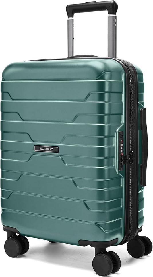 BAGSMART Carry On Luggage 22x14x9 Airline Approved with Spinner Wheels,Lightweight 20 Inch Luggage with TSA Lock,Expandable Hard Shell Carry On Suitcases for Men Women,Pine Green