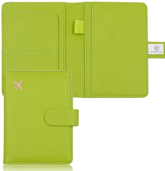 Melsbrinna Premium Leather Passport Holder Covers Case, Waterproof Rfid Blocking Travel Wallet Passport Holder with Pen Holder, Cute Passport Book for Women/Men