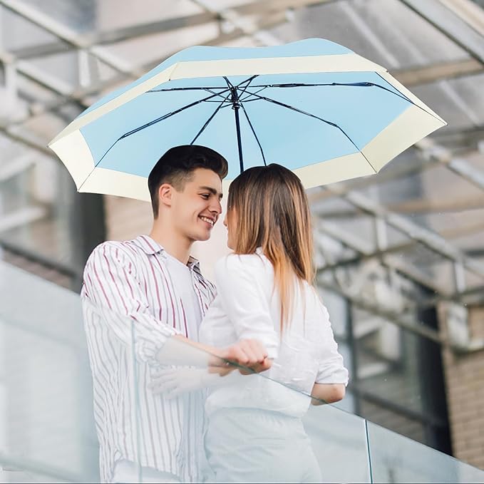 Lejorain Compact Golf Umbrella Large - 54inch Travel Big Portable Automatic Folding Umbrella Windproof for Men Heavy Duty 210T Dupont Teflon Coated Umbrella for Rain