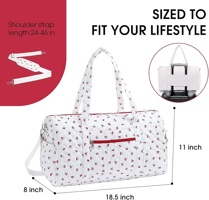 Duffle Bag, Gym Bag for Women, Quilted Duffle Bags, Travel Large Capacity Floral Weekender Bags