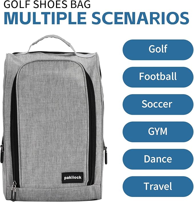 Golf Shoe Bag Zippered travel sport shoe bags With Mesh Ventilation, large back pocket and side pocket for men women
