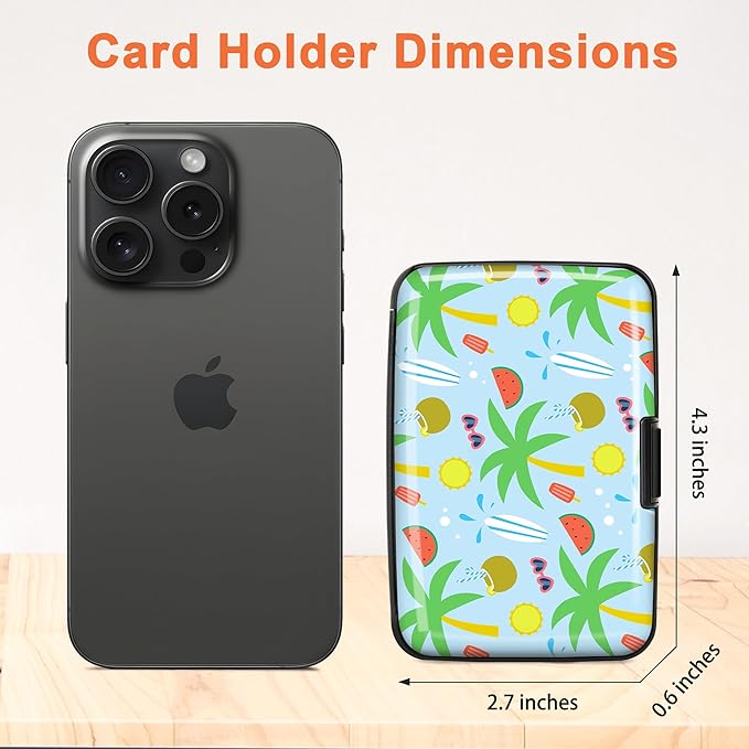 Mayski Credit Card Holder, RFID Blocking, Aluminum Alloy Hard Case, Small Mini Business Metal Wallet for Women Men, Coconut Breeze