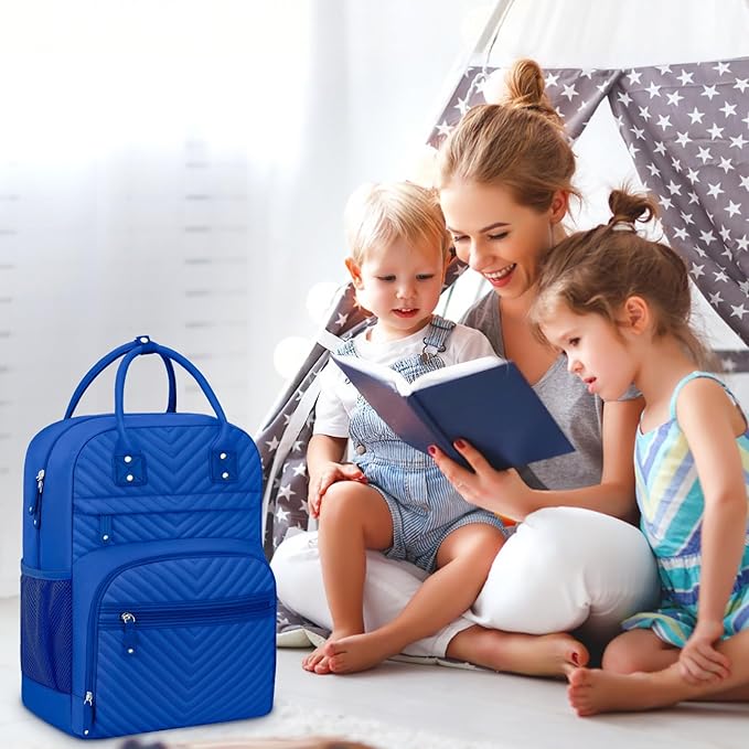 Tenot Diaper Bag Backpack Tote for Women Large Capacity, Baby with Insulated Pockets Multifunctional Bags For Girl Boy Waterproof Boys Girls Mama Maternity Travel Royal Blue