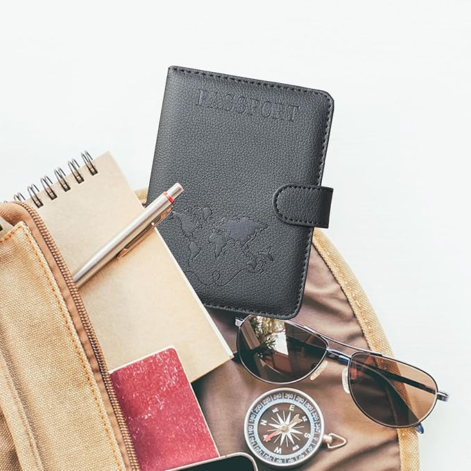 ACdream Passport Holder for Travel Essentials, Rfid Blocking Passport Wallet Cover Case for Travel Must Haves Accessories, Book Holders for Women & Men- Black