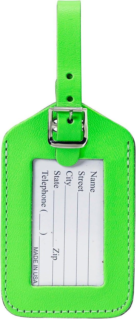 Lewis N Clark ID20GRNHT Rectangular Neon Luggage Tag - Green