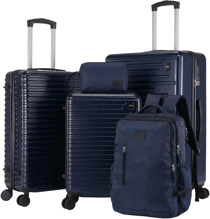 Hoteel Luggage Sets 5 Piece, 4-Year Warranty, Carry-On Luggage with Dual-Spinner Wheels, PC+ABS Hardside Suitcase Set with TSA Lock, Durable Large Suitcase, Dark Blue(20/24/28/DB/TB)
