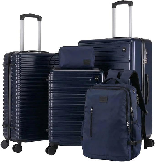 Hoteel Luggage Sets 5 Piece, 4-Year Warranty, Carry-On Luggage with Dual-Spinner Wheels, PC+ABS Hardside Suitcase Set with TSA Lock, Durable Large Suitcase, Dark Blue(20/24/28/DB/TB)