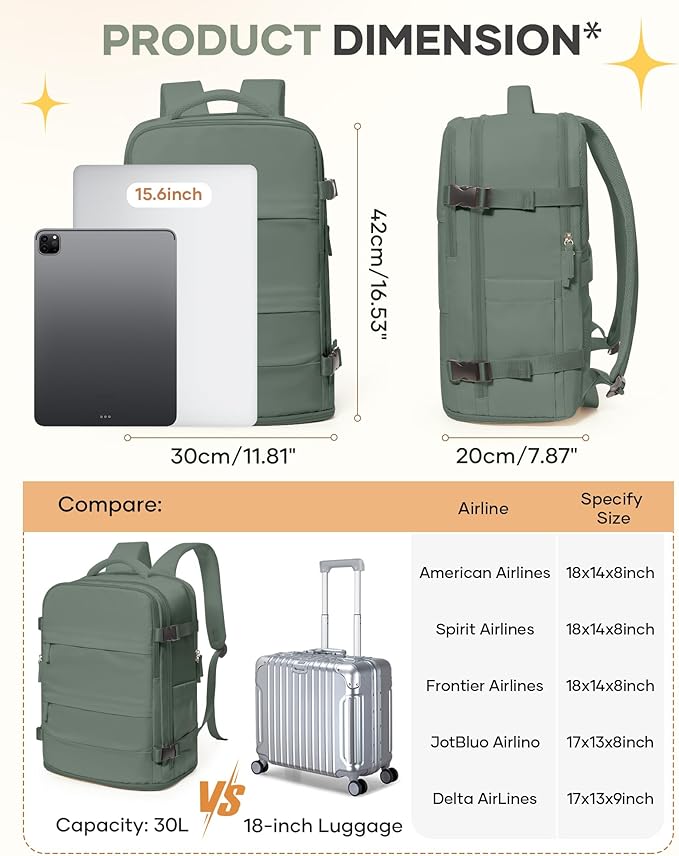 coofay Travel Backpack For Women Men Airline Approved Carry On Backpack Flight Approved Waterproof Sports Luggage Backpack Casual Daypack Small Hiking Backpacks