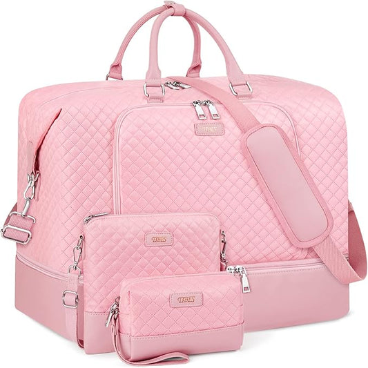 Travel Weekender Bag for Women, 21" Overnight Bag with Shoe Compartment 50L Large Travel Duffel Bag Carry On Tote for Weekend, Overnight, Business Trips, Water Resistant