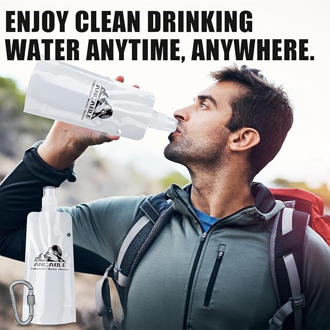 Ancable 17oz Collapsible Water Bottles, 6-Pack Reusable Travel Foldable Water Bottles for Hiking Camping Running Bike, BPA-Free Water Bottle, White
