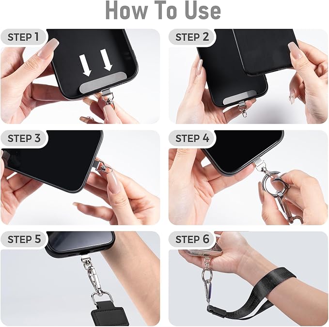 Tiostep Clip and Go Strap for Phone with Wallet Crossbody Phone Lanyard and Detachable Checkered Bag with ID Window and RFID Pouch for Daily Travel.