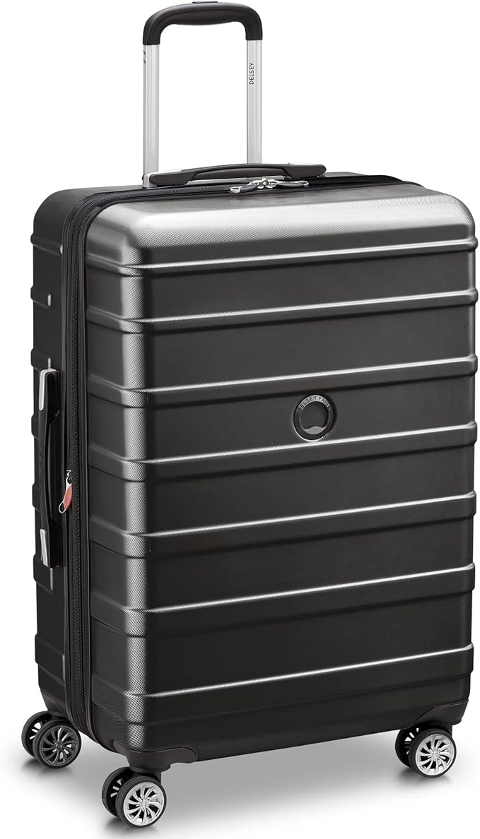 DELSEY PARIS Margot Hardside Luggage, Dual Wheel Spinners for Smooth Travel, Expandable with Spacious & Organizable compartments, Men and Women, Black, Medium Check-in 24-Inch
