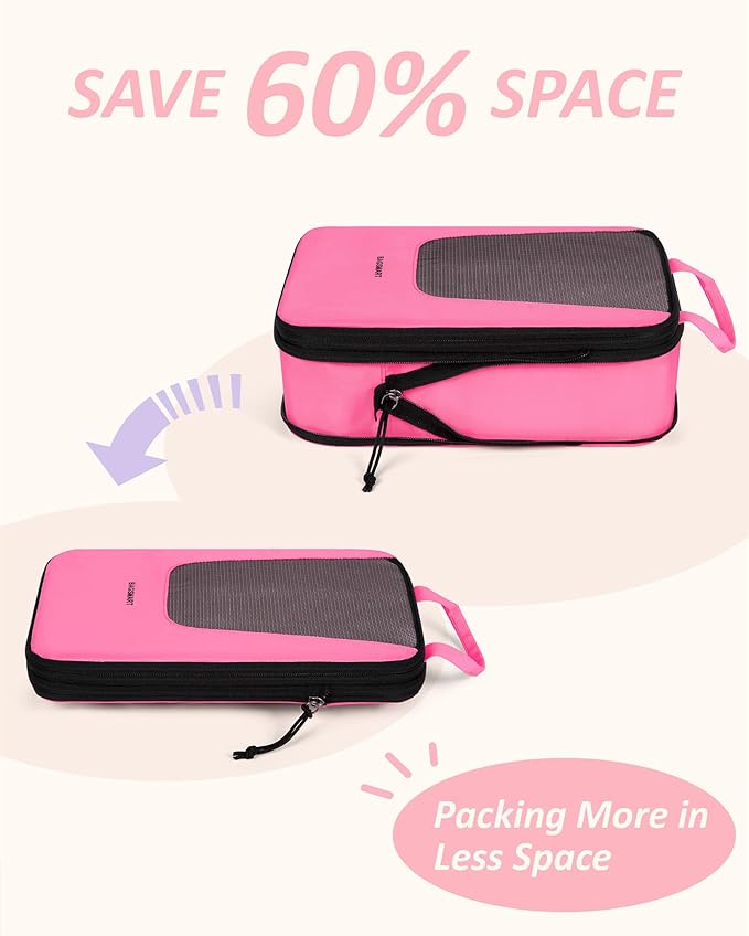 BAGSMART Compression Packing Cubes for Travel, 6/5/4set Lightweight Packing Organizers, Summer Travel Essentials Suitcase Organizer Bags Set
