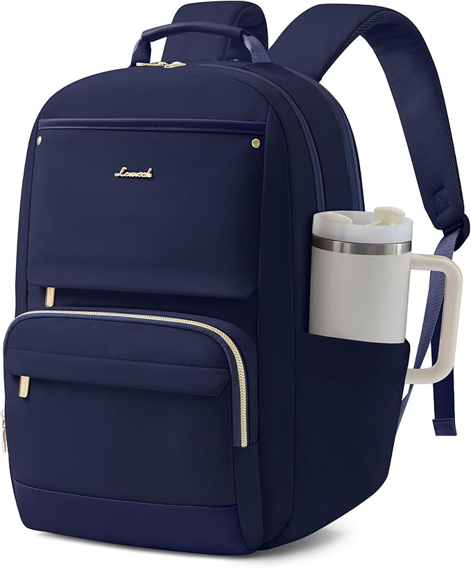 LOVEVOOK Laptop Backpack for Women with Large Capacity Cup Pocket, 15.6 inch Work Purse Travel Bag for Teacher Nurse, Waterproof Computer Business Back Pack, Cute Bookbag for School College, Blue