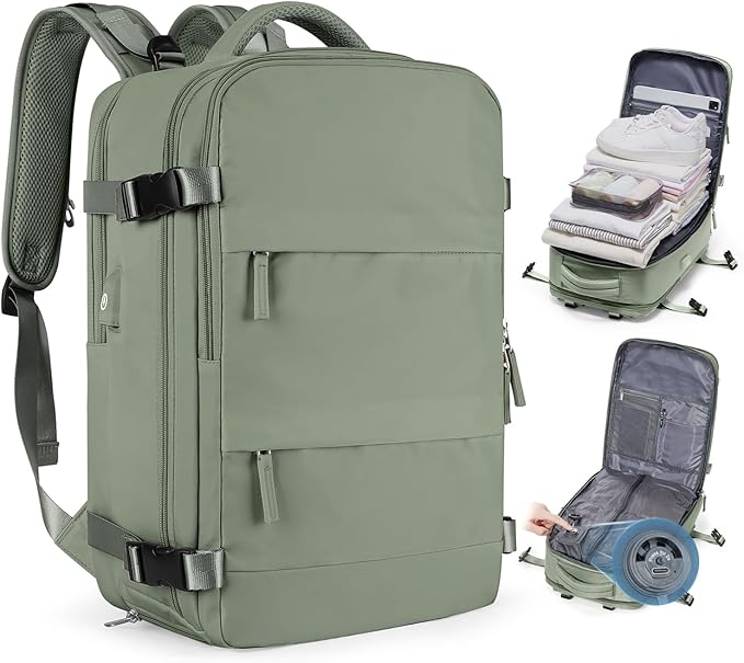 coofay Vacuum Backpack Travel with Pump Vacpack Travel Backpack with Vacuum System Mochila de Viaje Compresion al Vacio Easyvacpack Airbag Backpacks for Traveling Carry on Luggage