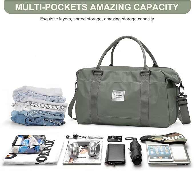 HYC00 Travel Duffel Bag,Carry-on Overnight Weekender Bags for Women,Sports Tote Gym Bag with Wet Pocket