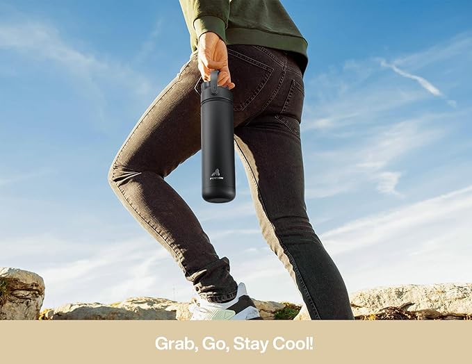 POWCAN 26 oz Insulated Water Bottle with 2-in-1 Straw and Spout Lid, Keep Cold 24H, Leak-Proof, Fits in Car Cup Holder, Stainless Steel Water Bottle for Gift, Gym, Travel and Home (Ivory Porcelain)
