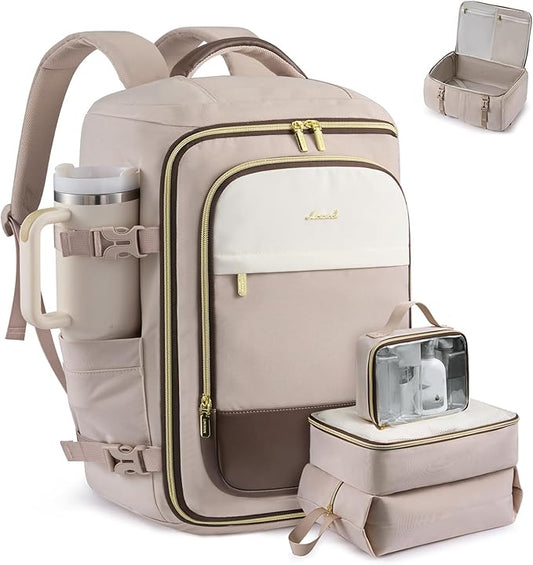 LOVEVOOK 40L Travel Backpack Carry on Flight Approved, Personal Item Bag with 3 Packing Cubes, Travel Backpack for Women Fits 17" Laptop, Water-resistant Carry On Bag for Airplanes